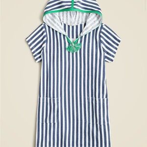 Striped hooded terry cloth tunic swimsuit coverup size 12 kids